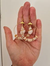 Upload image to gallery view, Shell hoops earrings

